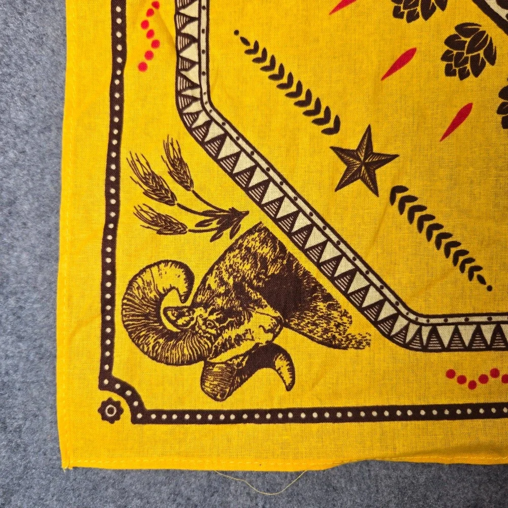 Shiner Bock Bandana Yellow Brewery Logo Ram Hops Graphic Neckerchief 21x21